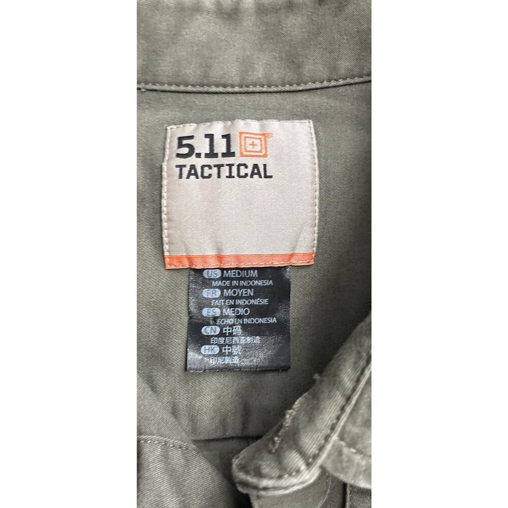 5.11 Tactical Series MED Mens Long Sleeve Button Down Shirt Army Grn 2 Chest Pkt - Picture 4 of 9